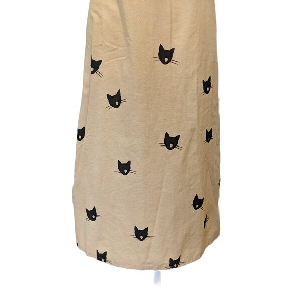 Miss Look Womens V Neck Cat Print T Shirt Dress Beige Summer Casual Comfy Sz L - Picture 3 of 9